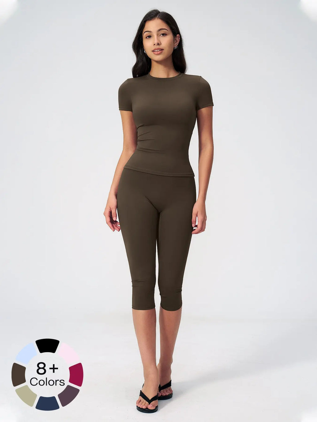 Breathable Tight Yoga Set, Fitted Sportswear Set, High Waist Quick-Dry Fitness Wear, Versatile Capris Pants, Sporty for All Seasons