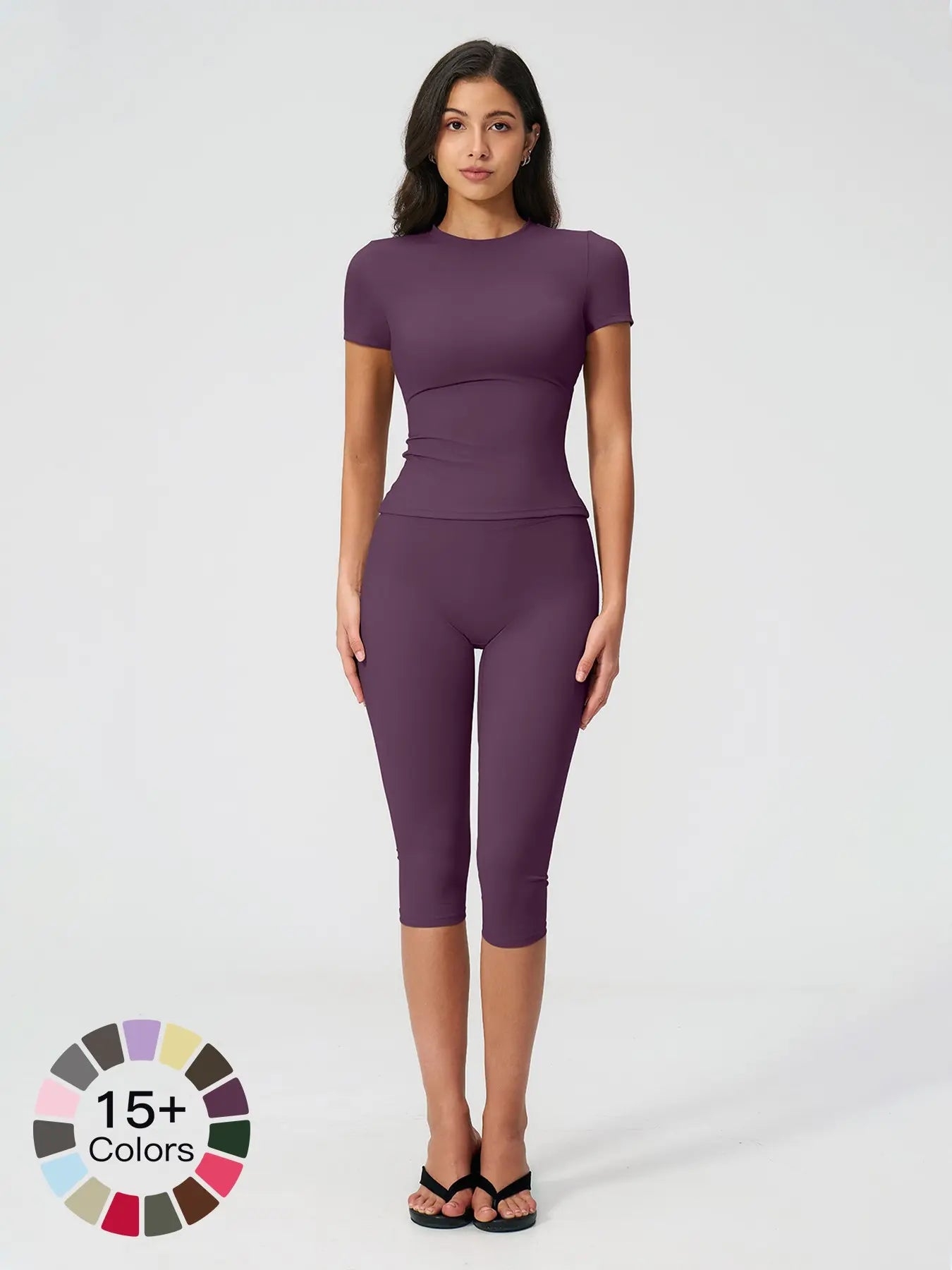 Breathable Tight Yoga Set, Fitted Sportswear Set, High Waist Quick-Dry Fitness Wear, Versatile Capris Pants, Sporty for All Seasons