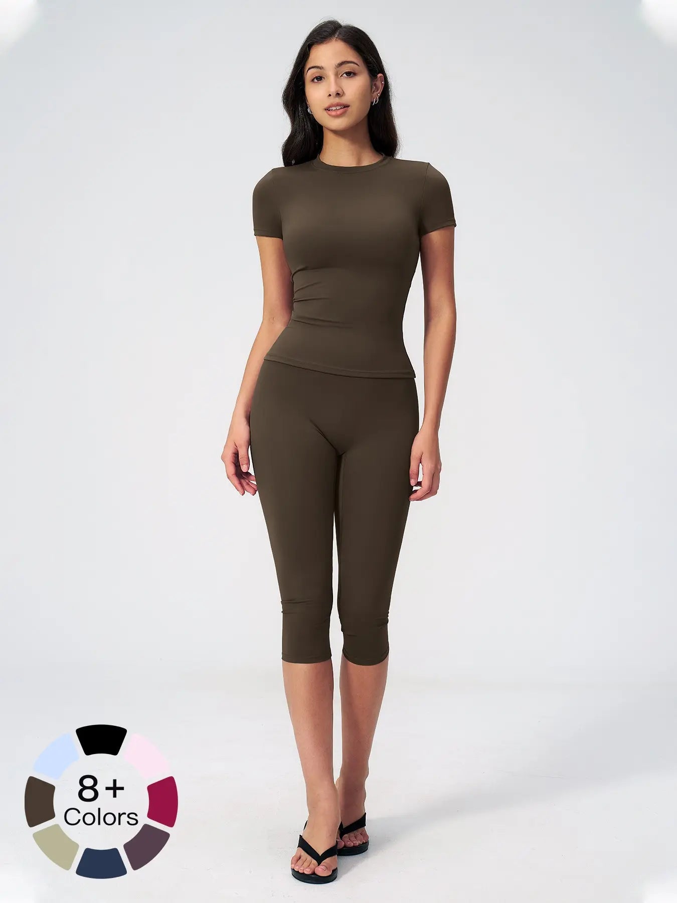 Breathable Tight Yoga Set, Fitted Sportswear Set, High Waist Quick-Dry Fitness Wear, Versatile Capris Pants, Sporty for All Seasons
