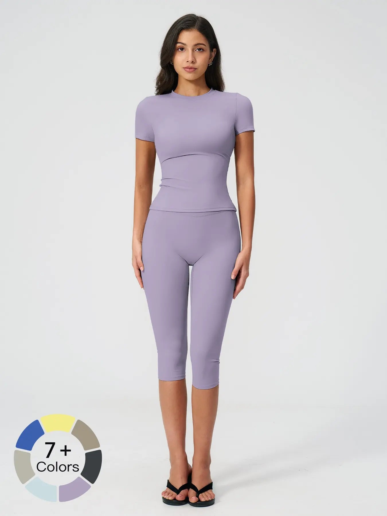 Breathable Tight Yoga Set, Fitted Sportswear Set, High Waist Quick-Dry Fitness Wear, Versatile Capris Pants, Sporty for All Seasons
