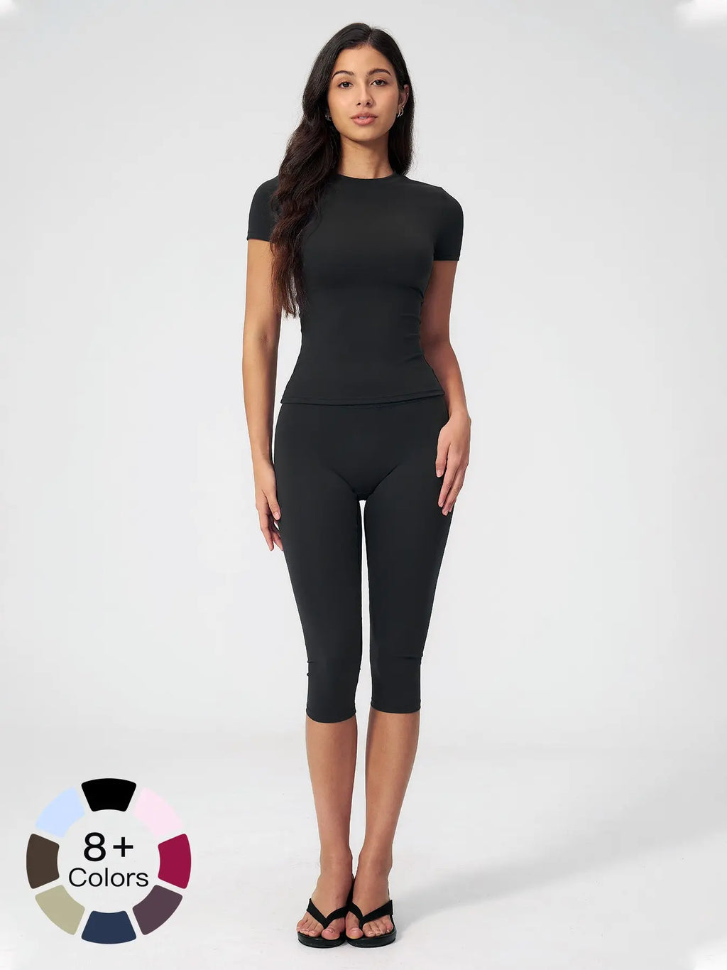 Breathable Tight Yoga Set, Fitted Sportswear Set, High Waist Quick-Dry Fitness Wear, Versatile Capris Pants, Sporty for All Seasons