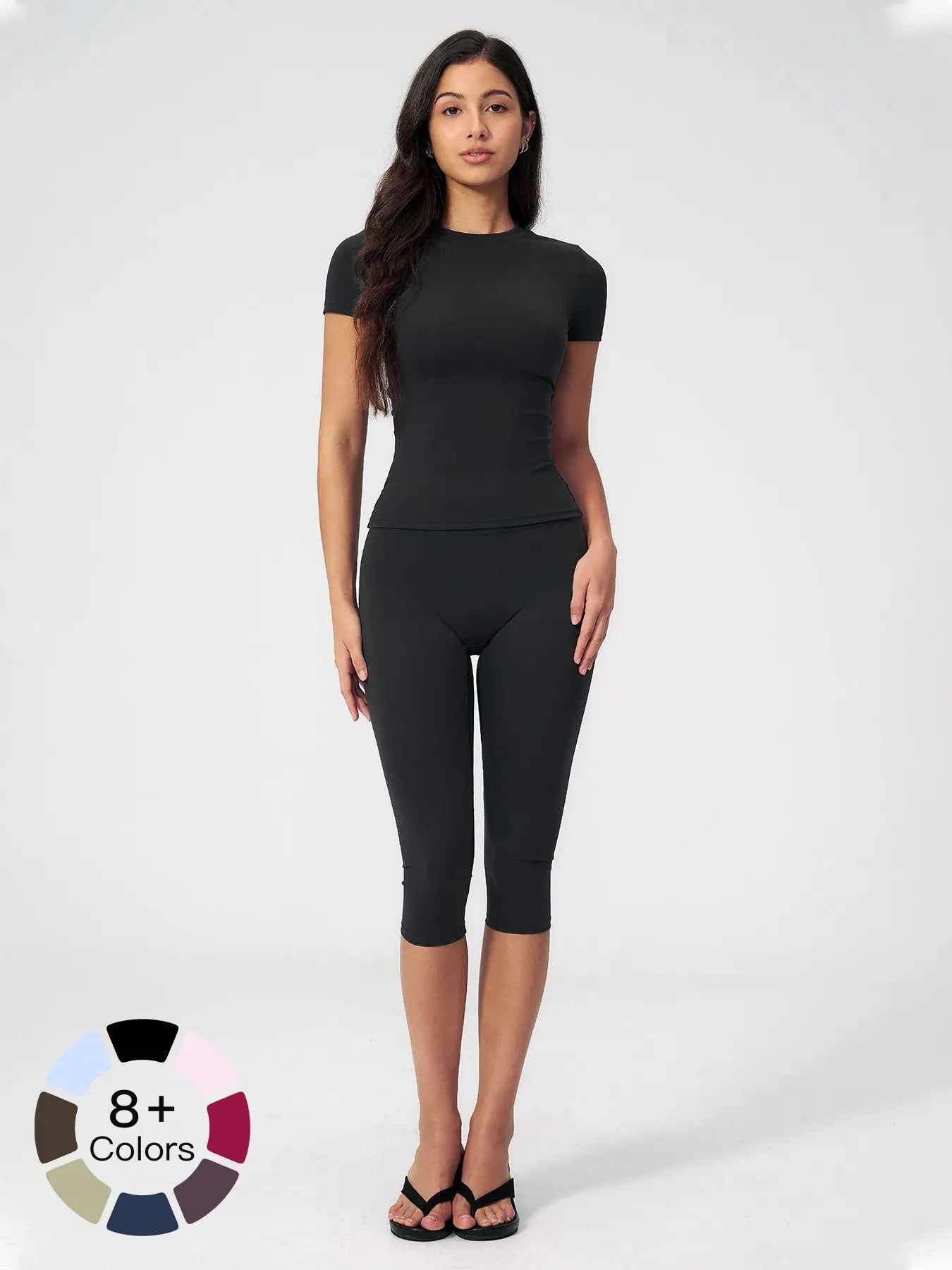 Breathable Tight Yoga Set, Fitted Sportswear Set, High Waist Quick-Dry Fitness Wear, Versatile Capris Pants, Sporty for All Seasons