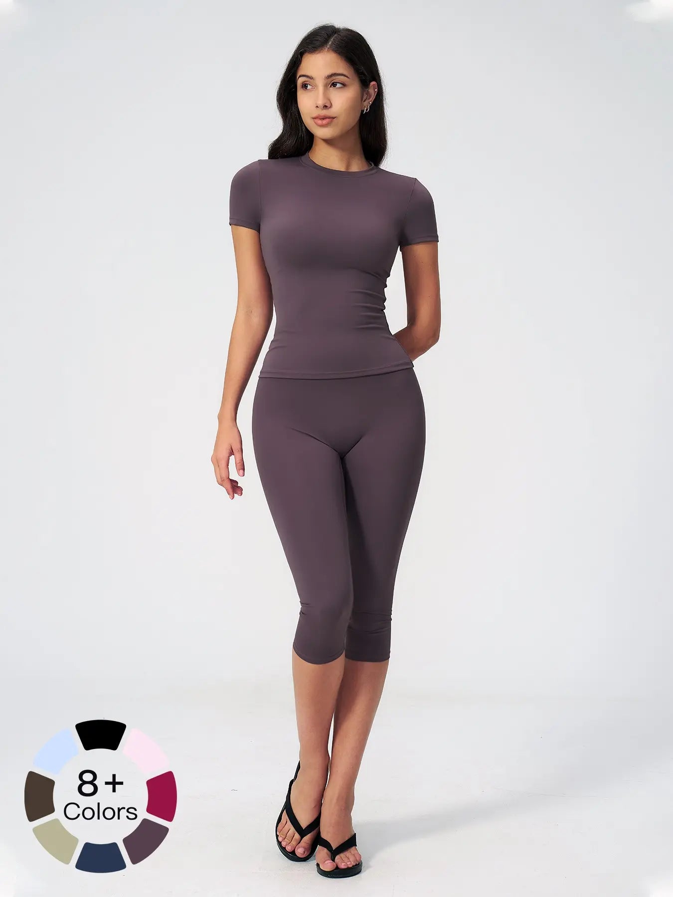 Breathable Tight Yoga Set, Fitted Sportswear Set, High Waist Quick-Dry Fitness Wear, Versatile Capris Pants, Sporty for All Seasons