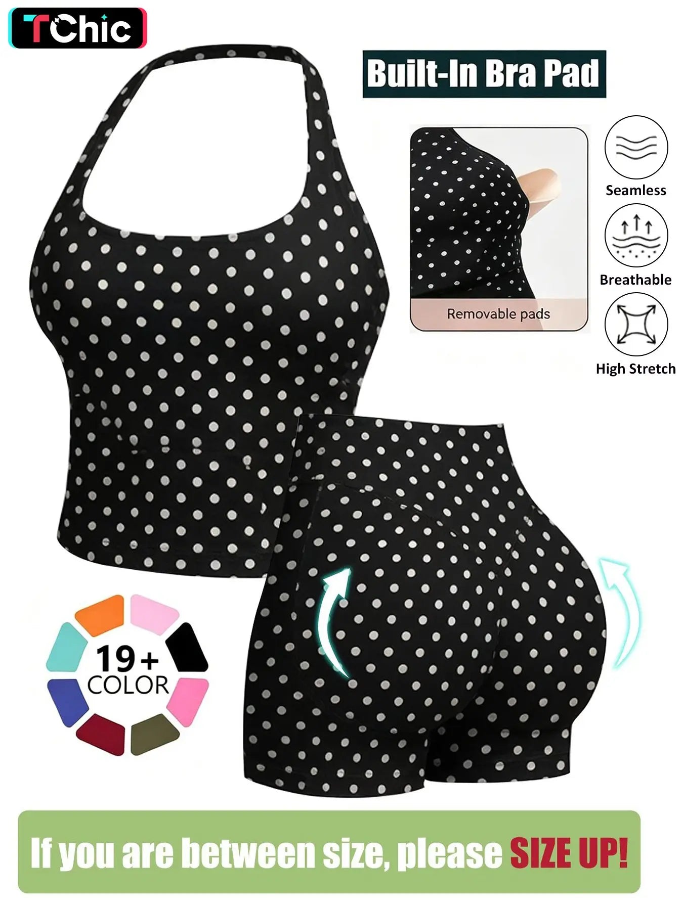 Seamless Workout Halter Tank Top & Gym Scrunched Shorts Sports Set