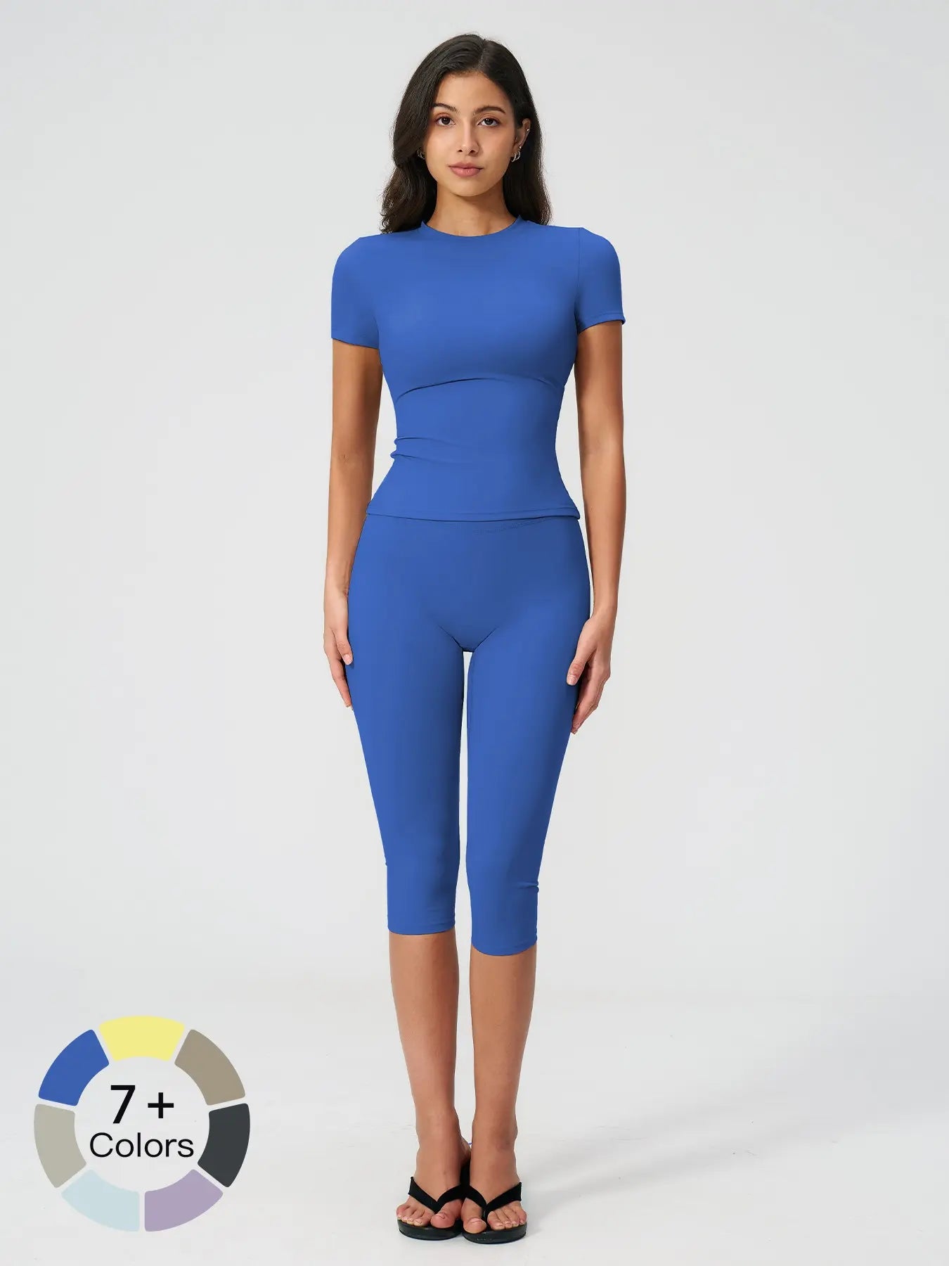 Breathable Tight Yoga Set, Fitted Sportswear Set, High Waist Quick-Dry Fitness Wear, Versatile Capris Pants, Sporty for All Seasons