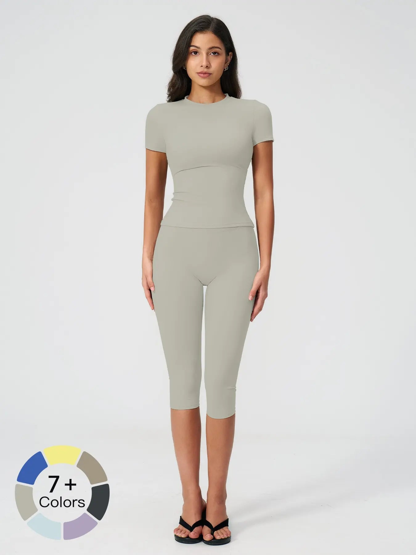 Breathable Tight Yoga Set, Fitted Sportswear Set, High Waist Quick-Dry Fitness Wear, Versatile Capris Pants, Sporty for All Seasons