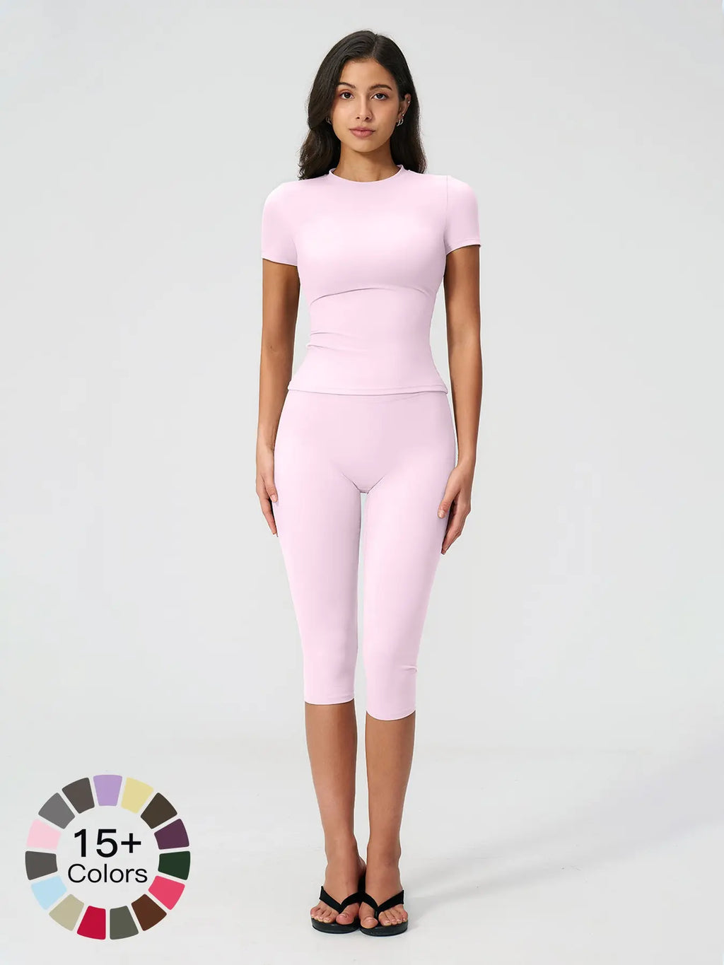 Breathable Tight Yoga Set, Fitted Sportswear Set, High Waist Quick-Dry Fitness Wear, Versatile Capris Pants, Sporty for All Seasons